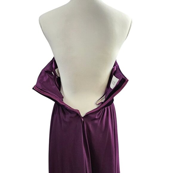 Morilee Madeline Gardner Velvet Chiffon Strapless Plum Bridesmaid Prom Gown - Picture 9 of 12